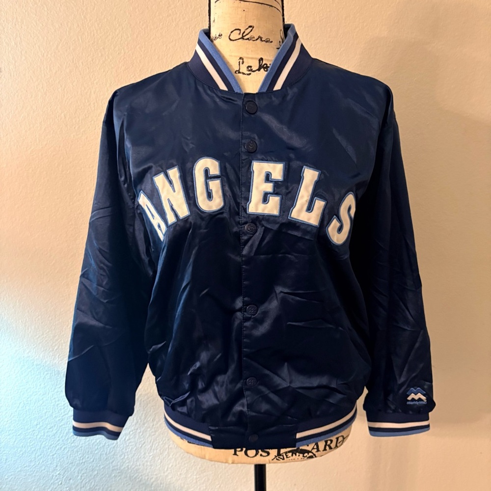 Blue Vintage Angels Satin Jacket Size Jr. Large-16/18